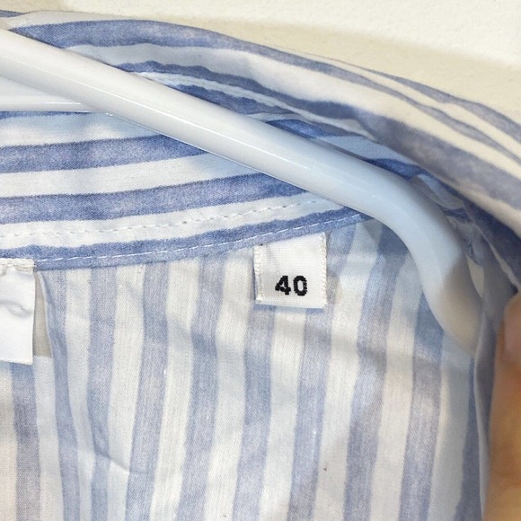 AMINA RUBINACCI Napoli Button-Up Striped Shirt 40 Half Sleeve Hidden Placket - Picture 4 of 7